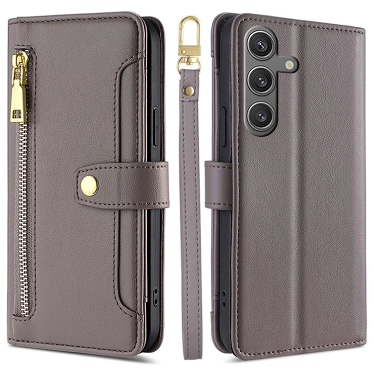 Galaxy S24 Konstläder Plånboksfodral med 2 Rem - Grå (Grå) | 2353 | AlltMobil