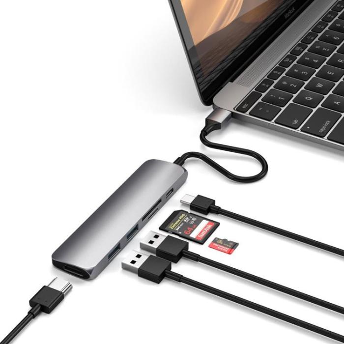 Satechi - Satechi Slim USB-C MultiPort Adapter med HDMI - Space Grå