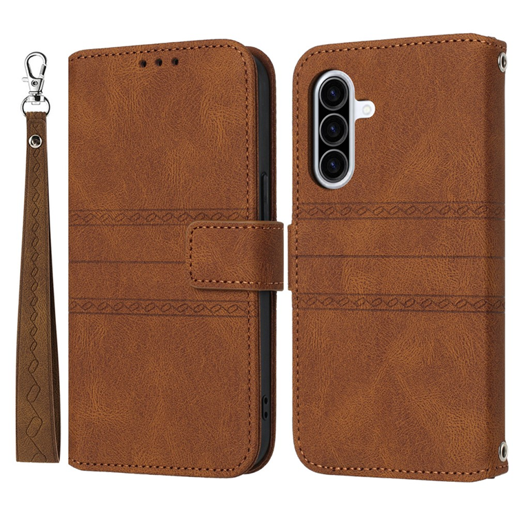 Galaxy A17 / A26 Plånboksfodral Imprinted Läder - Brun | 2353 | AlltMobil