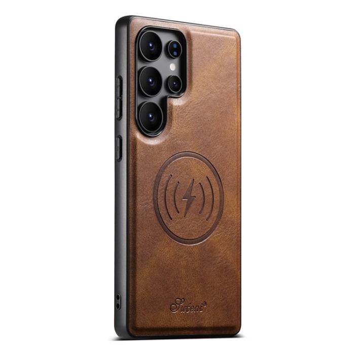 SUTENI - SUTENI Mobilskal för Galaxy S25 Ultra MagSafe Korthållare H19 - Brun