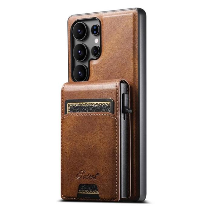 SUTENI - SUTENI Mobilskal för Galaxy S25 Ultra MagSafe Korthållare H19 - Brun