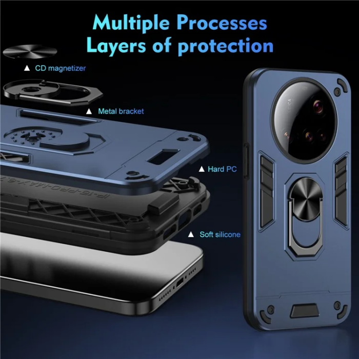 A-One Brand - Xiaomi 15 Ultra Mobilskal Defend Ring Kickstand - Blå