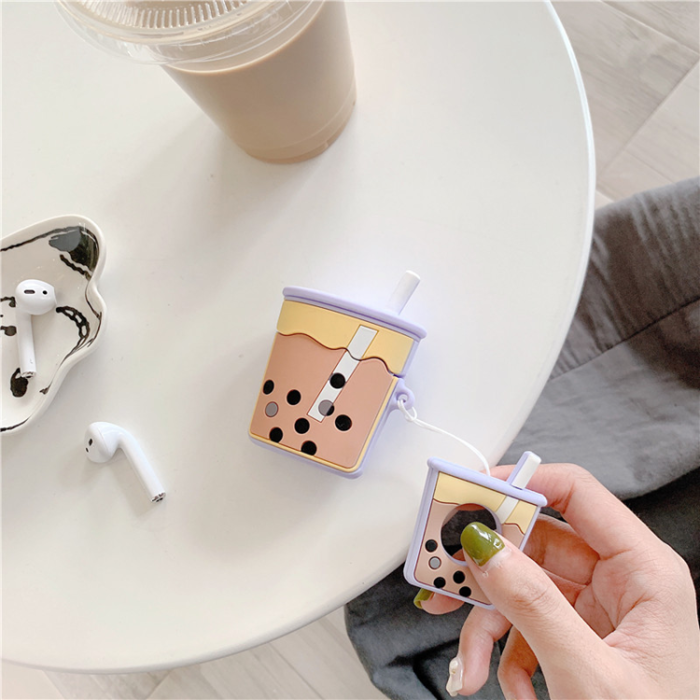 OEM - AirPods 1/2 Skal Boba Milk Tea Silikon - Orange