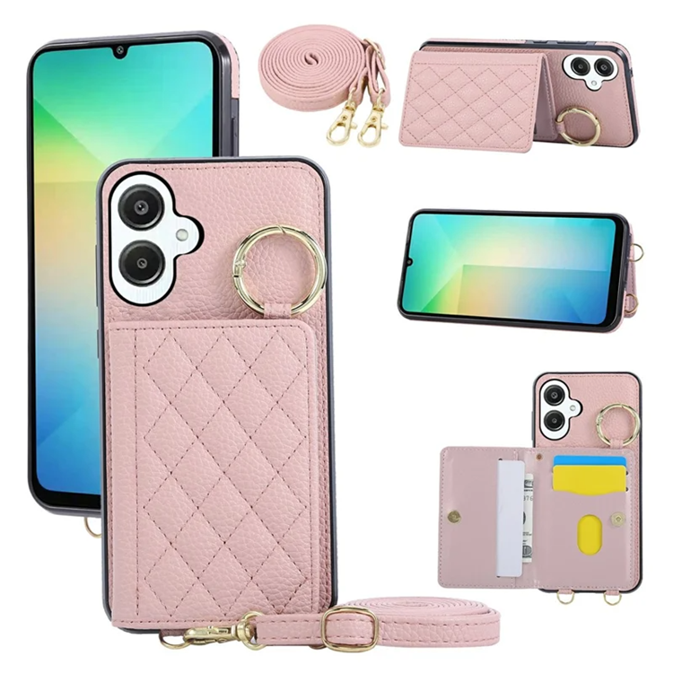 Galaxy A06 4G / 5G Mobilskal Korthållare Kickstand Rhombus - Rosa | 2353 | AlltMobil