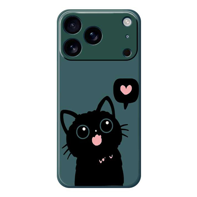 iPhone 17 Pro Mobilskal Love Black Cat Pattern - Grön | 2353 | AlltMobil