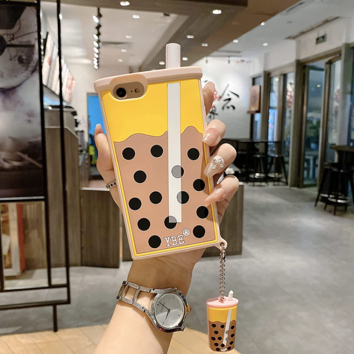 A-One Brand - iPhone 7/8/SE(2020/2022) Mobilskal Bubble Boba Milk Tea - Rosa