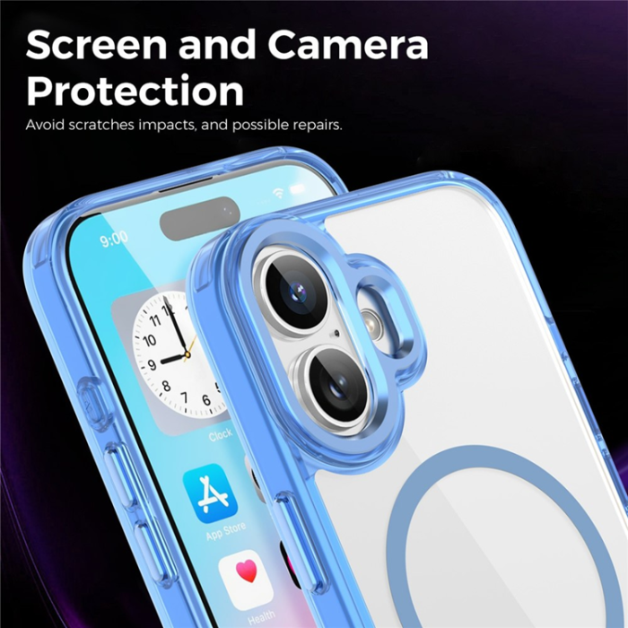 A-One Brand - iPhone 17 Mobilskal MagSafe TPU+PC Transparent - Blå