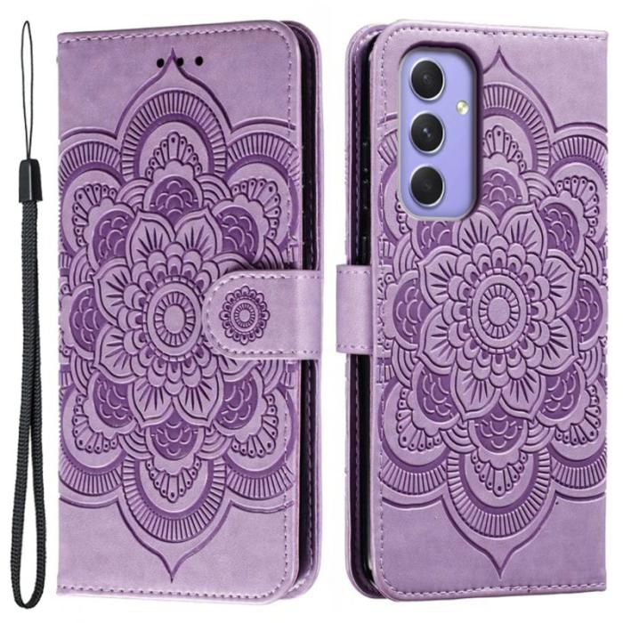 OEM - Samsung Galaxy S26 Plånboksfodral Konstläder Mandala Tryck - Lila