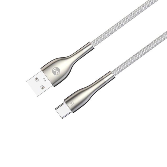 Forever - Forever Sleek USB-C till USB-A kabel 1m 3A - Vit