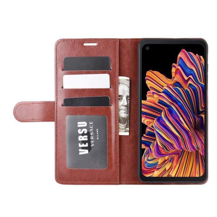 OEM - Läder Plånboksfodral Samsung Galaxy Xcover Pro - Brun