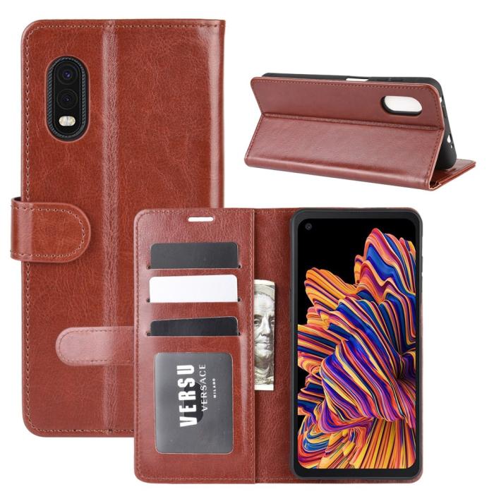 OEM - Läder Plånboksfodral Samsung Galaxy Xcover Pro - Brun