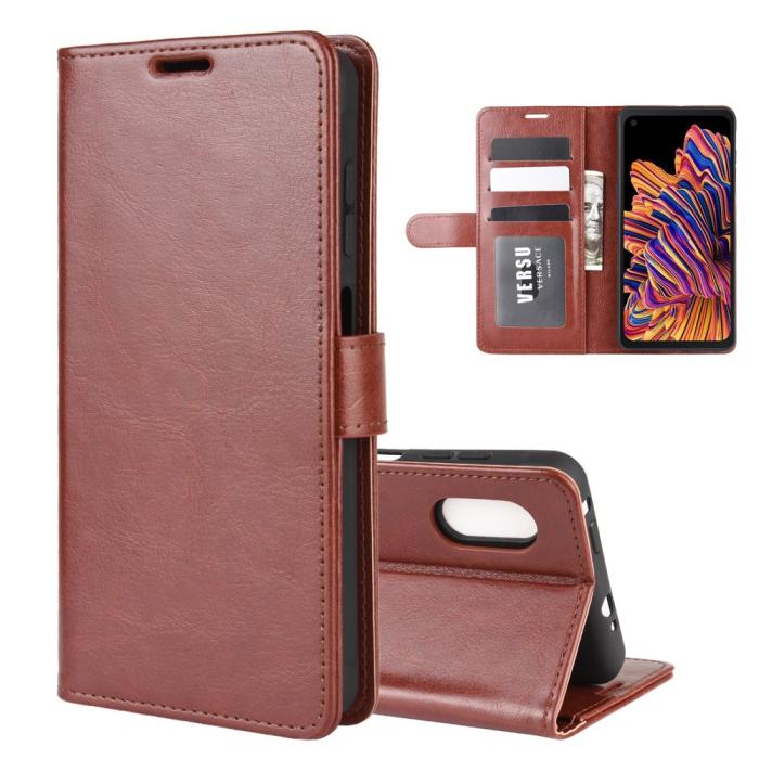 OEM - Läder Plånboksfodral Samsung Galaxy Xcover Pro - Brun