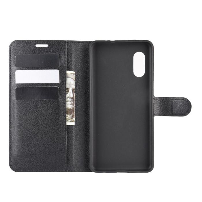 A-One Brand - Litchi Läder Plånboksfodral Samsung Galaxy Xcover Pro - Svart