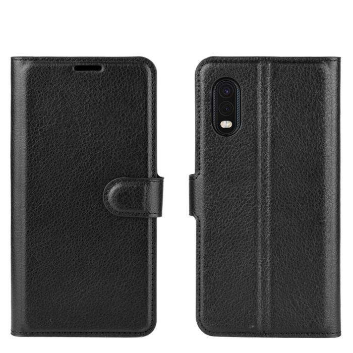 A-One Brand - Litchi Läder Plånboksfodral Samsung Galaxy Xcover Pro - Svart