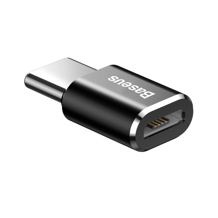 BASEUS - Baseus Mini Micro-USB till USB-C Adapter - Svart