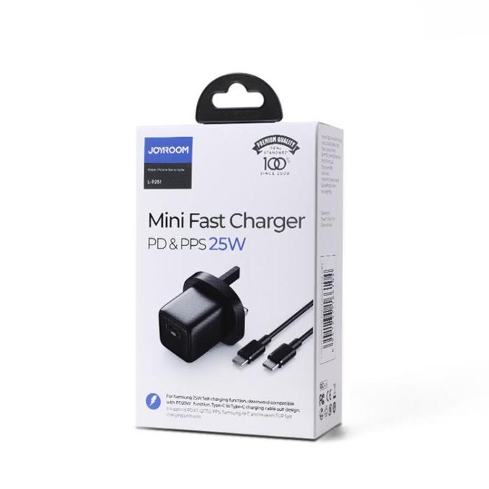 Joyroom - Joyroom UK Väggladdare USB-C 25W Till Typ-C Kabel - Svart