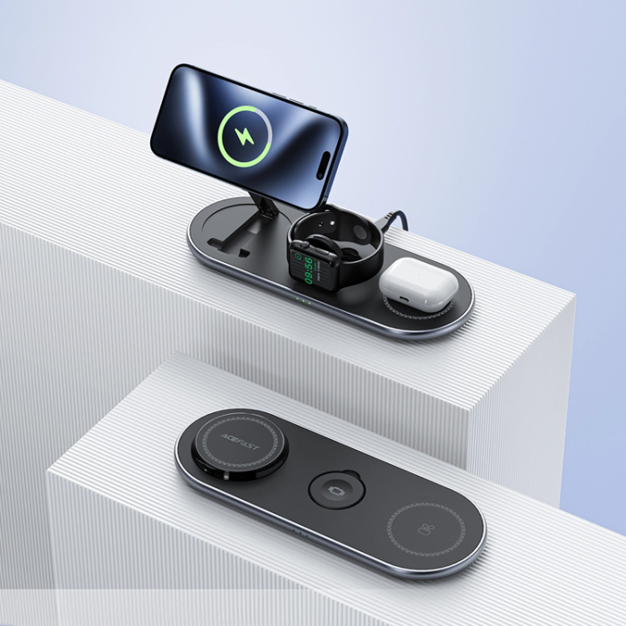 Acefast - Acefast 3-in-1 Trådlös Laddare Qi2 - Svart
