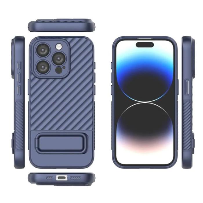 Taltech - iPhone 15 Pro Max Mobilskal Kickstand - Mörkblå
