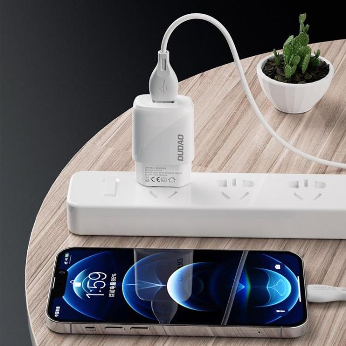 UTGATT5 - Dudao Väggladdare, USB-A, USB-C kabel - Vit