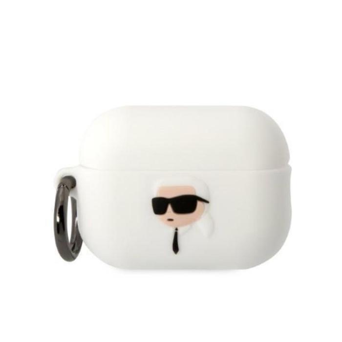 KARL LAGERFELD - Karl Lagerfeld AirPods Pro 2 Skal Silicone Karl Head 3D - Vit