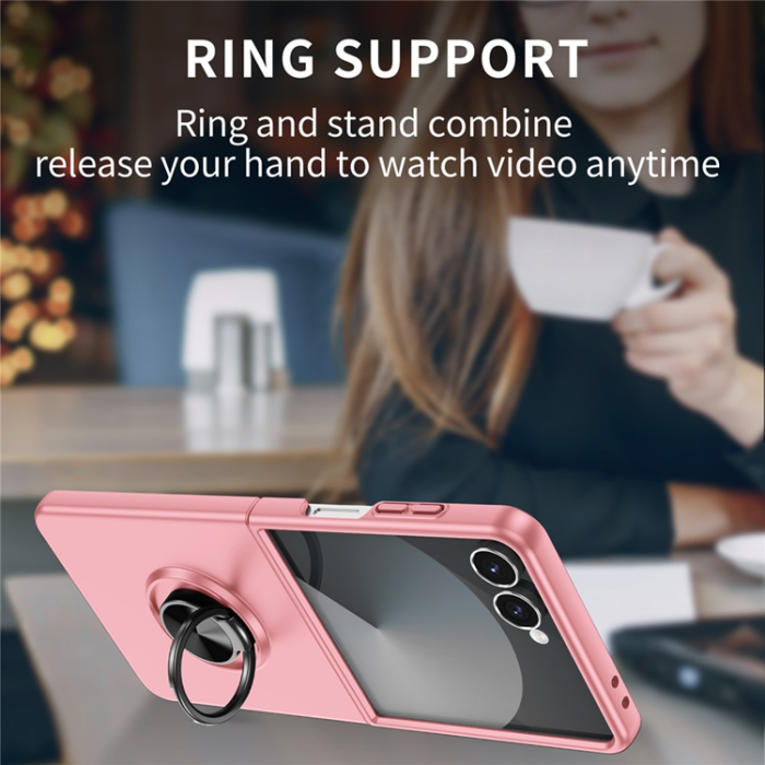 A-One Brand - Galaxy Z Flip 7 5G Mobilskal Rotatable Ring Kickstand - Rosa