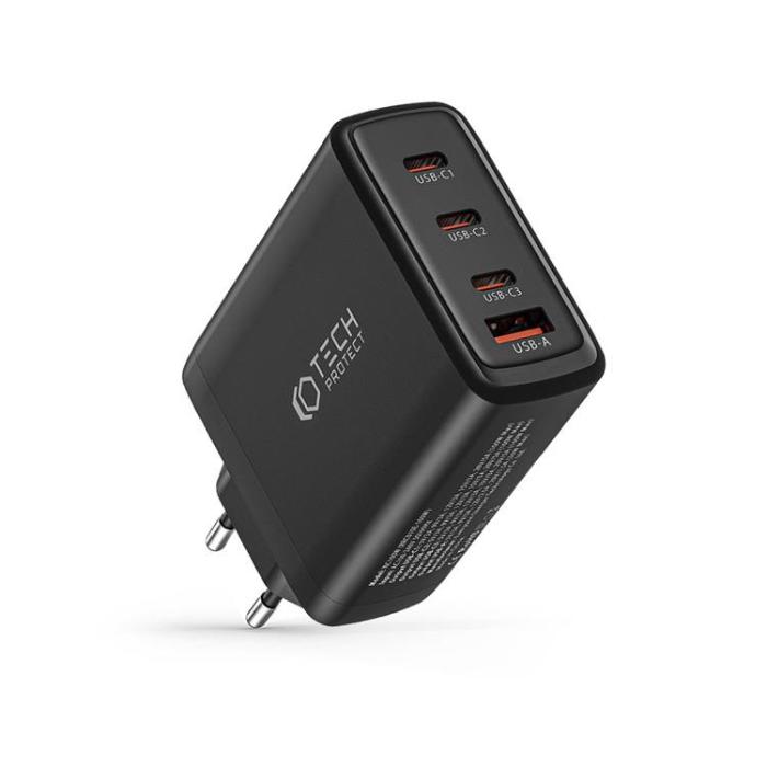 Tech-Protect - Tech-Protect 4-Port Väggladdare 3x USB-C/1x USB-A PD100W - Svart