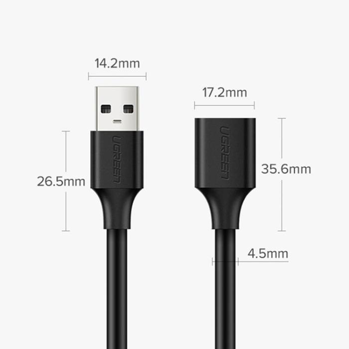 Ugreen - Ugreen Förlängning Kabel USB Hane Till USB Hona 1.5m - Svart