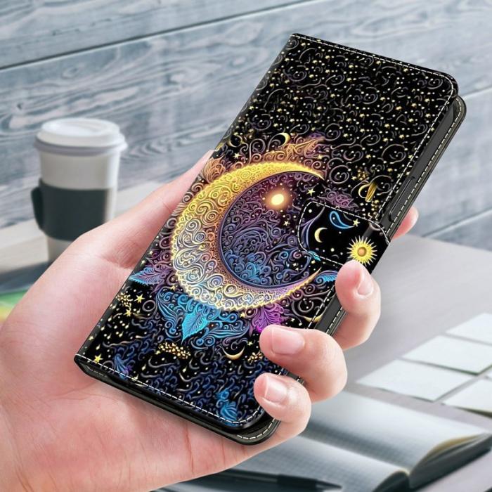 OEM - Samsung Galaxy A37 Plånboksfodral Konstläder Tryck Flip - Bright Moon