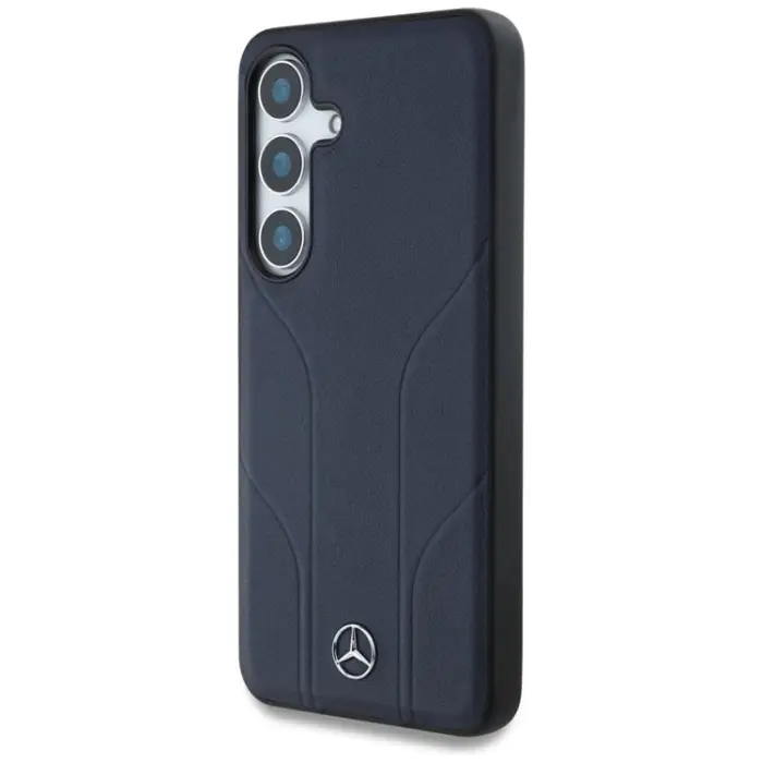Mercedes - Mercedes Galaxy S25 Mobilskal MagSafe Läder Debossed Lines - Blå