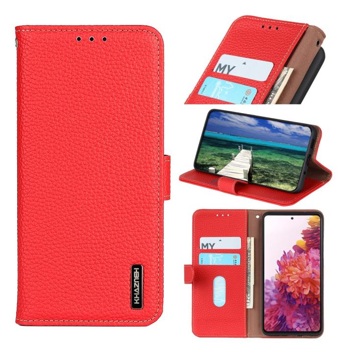 KHAZNEH - KHAZNEH - Äkta läder Plånboksfodral OnePlus Nord 2 5G - Röd