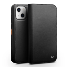 QIALINO - Qialino iPhone 13 Plånboksfodral Äkta läder - Svart