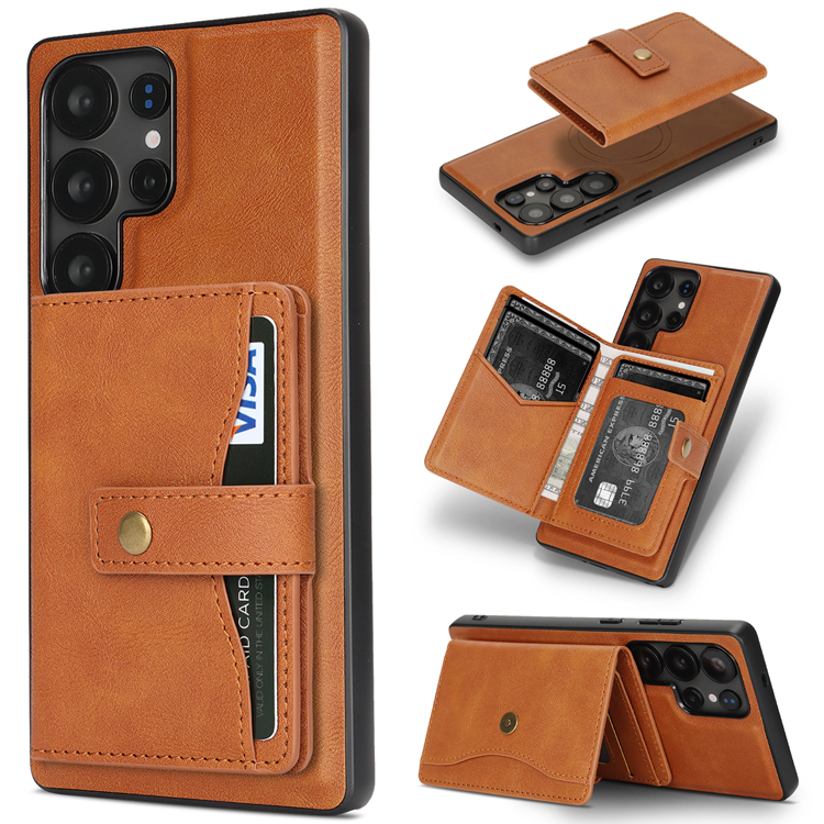 Galaxy S24 Ultra Mobilskal MagSafe Detachable Korthållare Kickstand (Brun) | 2353 | AlltMobil