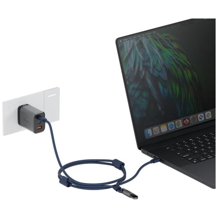 ENERGEA - ENERGEA USB-C till USB-C 240W Kabel 1.5m Lanyard Lasso - Blå