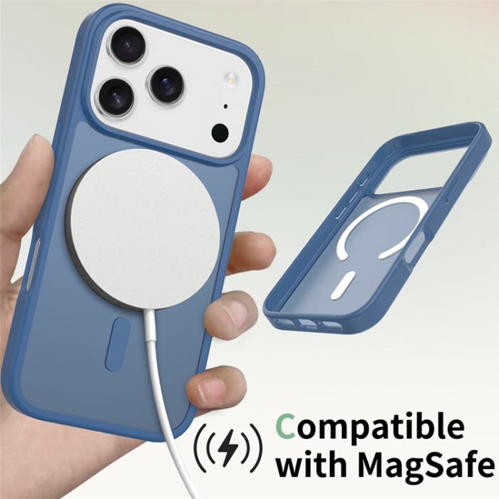 A-One Brand - iPhone 17 Pro Mobilskal MagSafe Acrylic Skin Touch - Blå