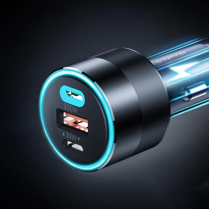 Choetech - Choetech Fast Billaddare 130W USB-A 2xUSB-C - Svart