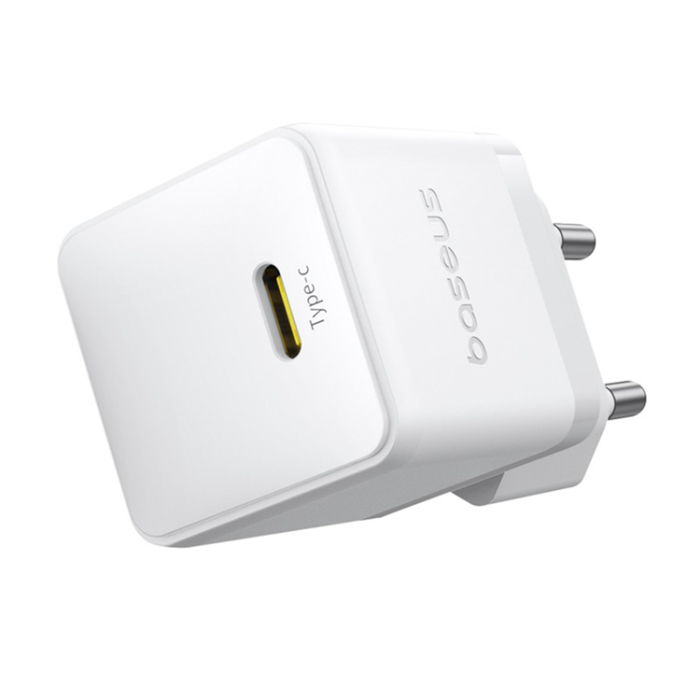 BASEUS - Baseus Snabbladdare USB-C 20W Mini USB-C Kabel 60W 1m - Vit