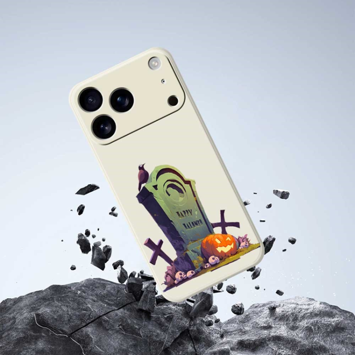 A-One Brand - iPhone 17 Pro Max Mobilskal Halloween Tombstone Pattern - Grön