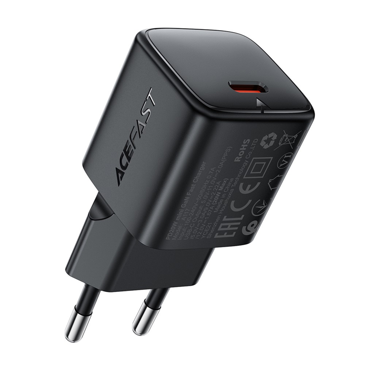 ACEFAST Mini GaN Snabbladdare 20W USB-C EU A117 PD - Svart | 505295 | AlltMobil