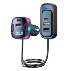 OEM - CS6 Baks&auml;tesladdare Multi-Port Snabbladdare med Bluetooth och FM-s&auml;ndare