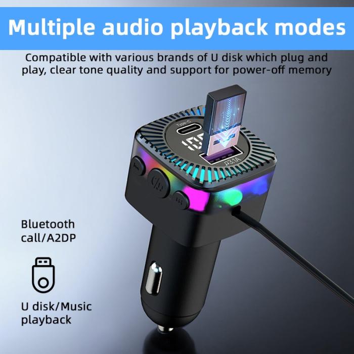 OEM - CS5 Snabbladdare för bil med Bluetooth, 5.3 MP3-spelare, FM-sändare