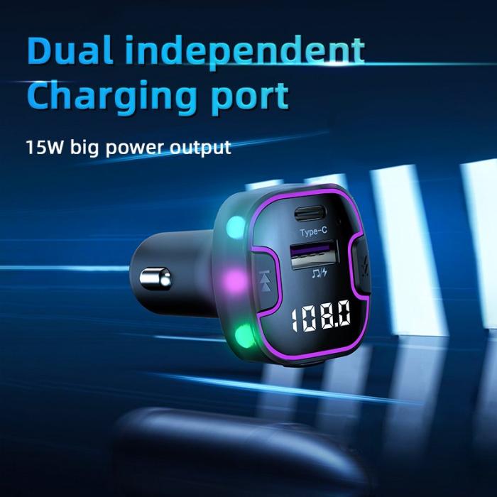 OEM - CS6 Baksätesladdare Multi-Port Snabbladdare med Bluetooth och FM-sändare