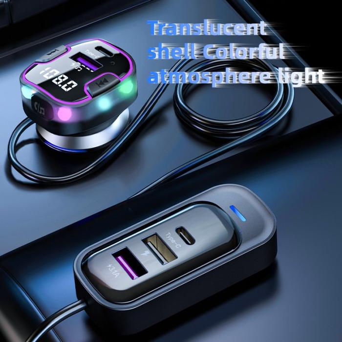 OEM - CS6 Baksätesladdare Multi-Port Snabbladdare med Bluetooth och FM-sändare