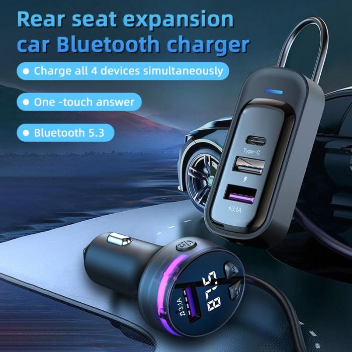 OEM - CS8 Baksätes Snabbladdare Bluetooth-kompatibel MP3 FM Sändare Multi-Port