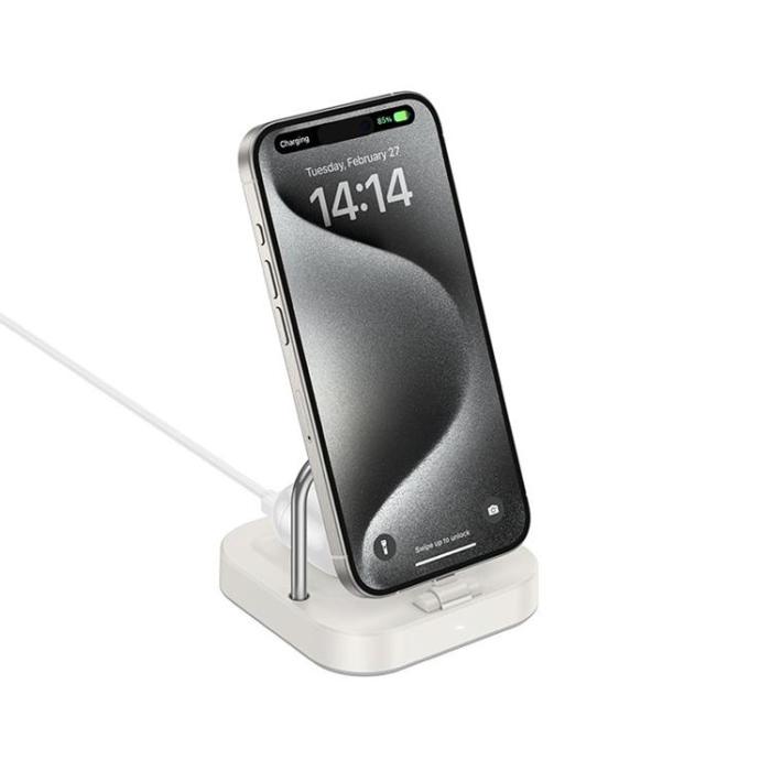 Hoco - Hoco 2in1 Trådlös Laddare 5W PD QC 3A 30W CQ16B - Vit