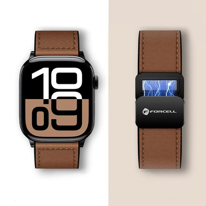 Forcell - Forcell Apple Watch (38/40/41) Armband Läder - Brun