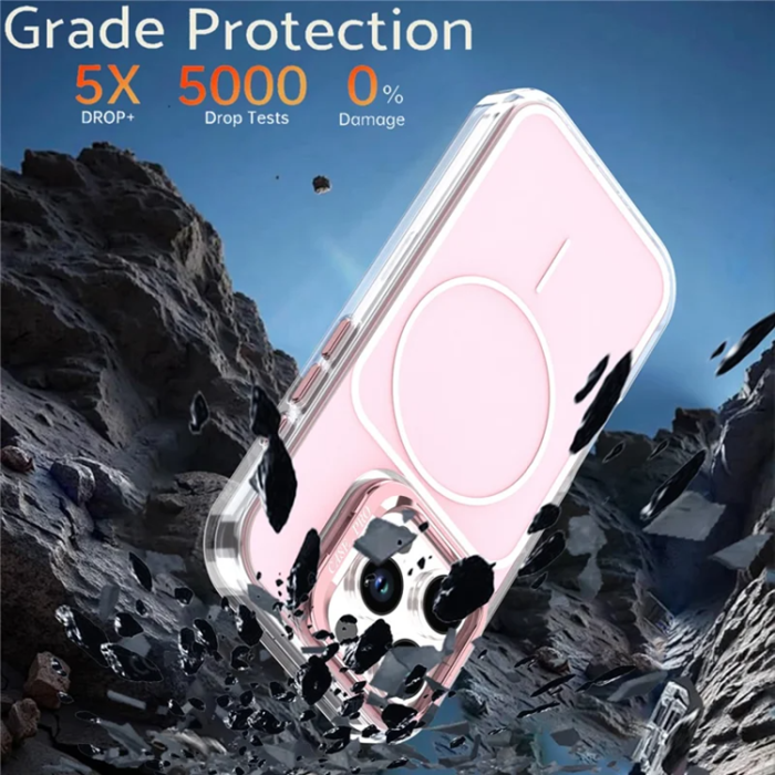 A-One Brand - iPhone 16 Pro Max Mobilskal MagSafe Lens Kickstand med Handrem - Rosa