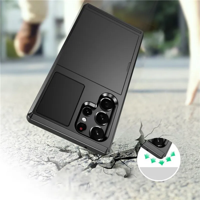 A-One Brand - Galaxy S23 Ultra Mobilskal Korthållare Anti-drop - Svart
