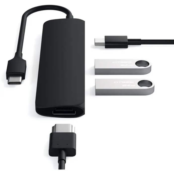 Satechi - Satechi Slim USB Hubber med 4K HDMI - Svart