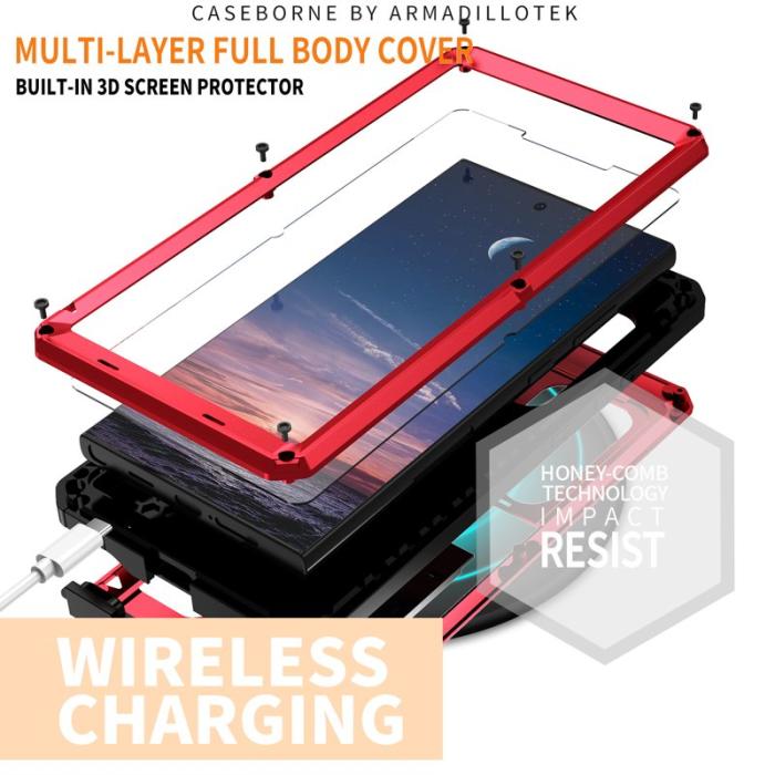 R-JUST - R-JUST Mobilskal till Galaxy S24 Ultra PC+Silicone+Metal Röd
