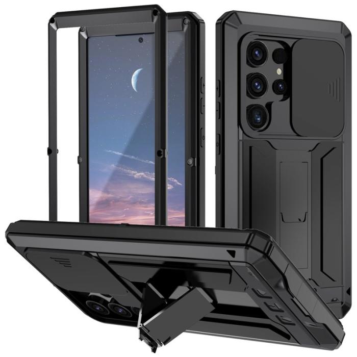 R-JUST - R-JUST Mobilskal till Galaxy S24 Ultra PC+Silicone+Metal Svart